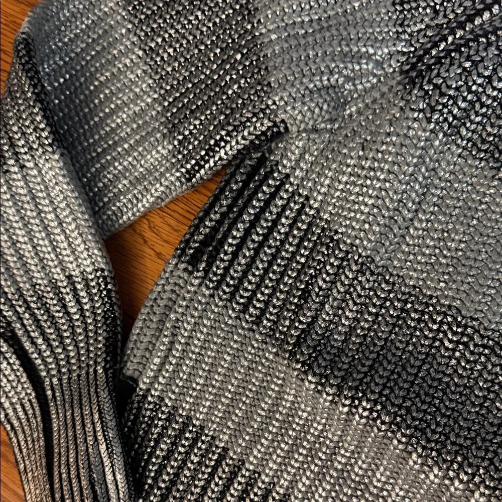 Michael Kors metallic coated Black and Silver Striped Crewneck Sweater